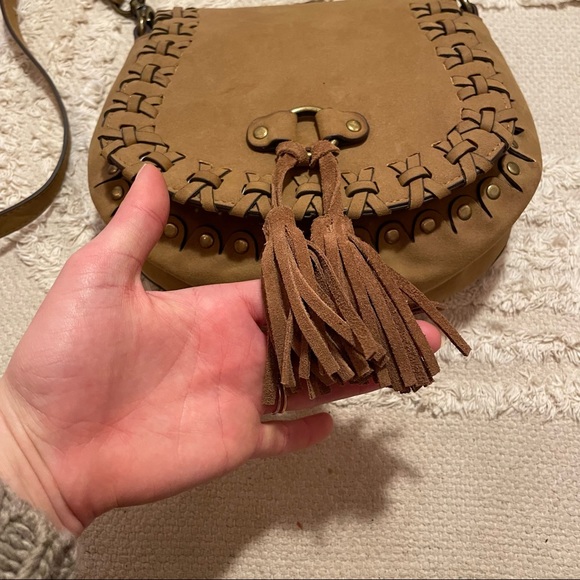 Vegan Leather Saddle Bag - Tan/Light Brown - Picture 3 of 5